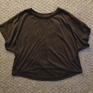 SHEIN Gray and Black Dolman Sleeve Boxy T-Shirt